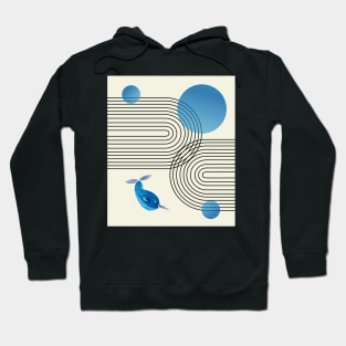 Stripes, Narwhal and Blue Circles Composition (Rainbow and Sun Abstraction) Hoodie